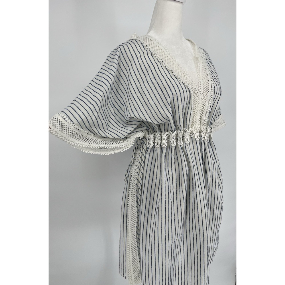 J. Crew Beachwear Size M/L Crochet Lace Trim Tunic‎ Cover-Up Kaftan Boho Cottage - Picture 4 of 9
